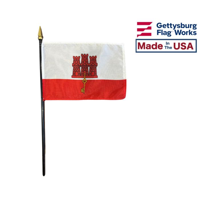 Gibraltar Stick Flag Made in the USA by Gettysburg Flag Works