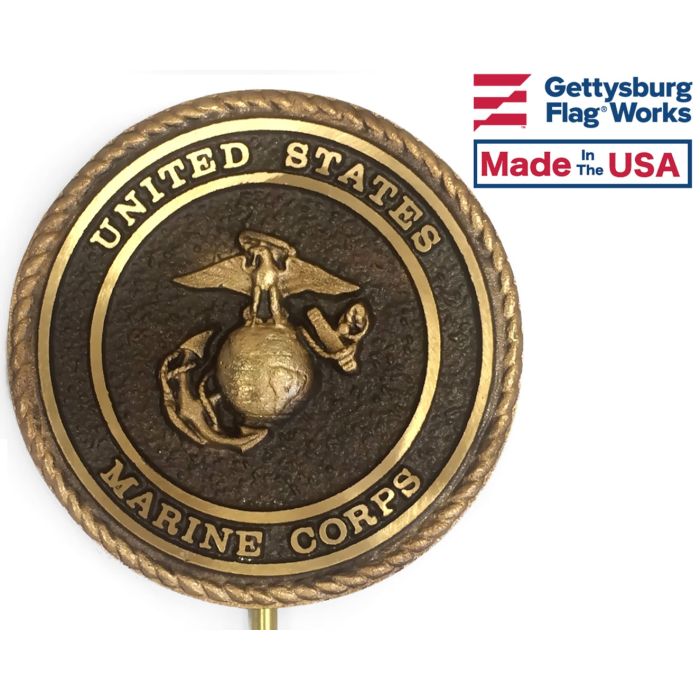 MARINE CORPS BRONZE GRAVE MARKER (PREMIUM 6")