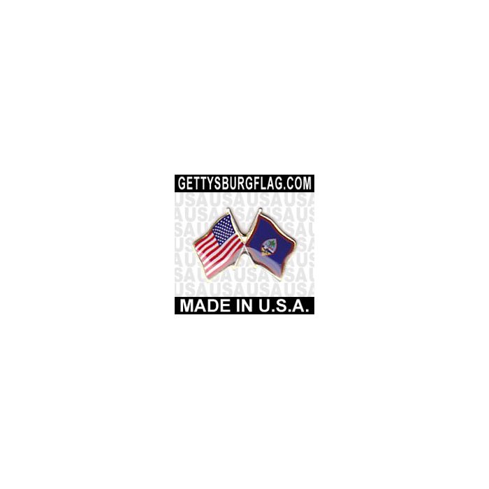 Guam Lapel Pin (Double Waving Flag w/USA)