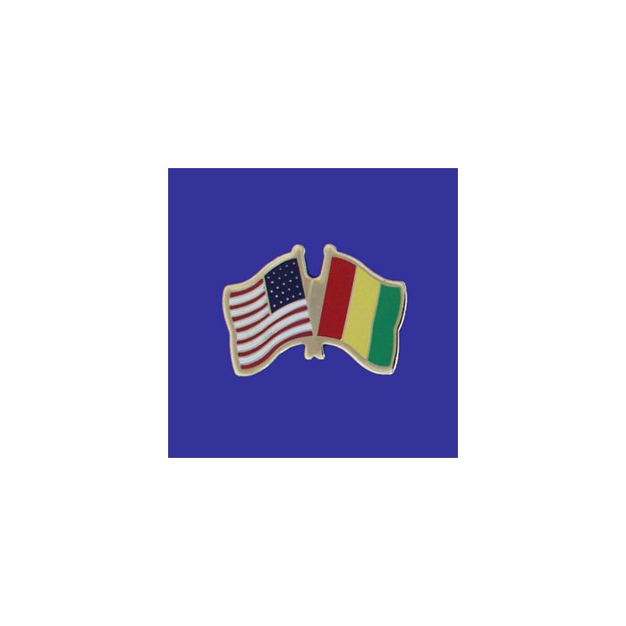 Guinea Lapel Pin (Double Waving Flag w/USA)