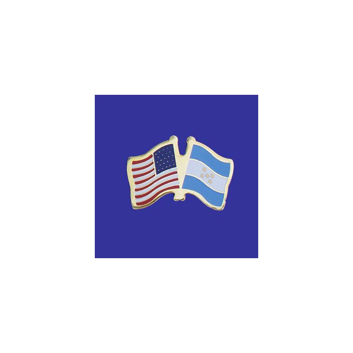 Honduras Lapel Pin (Double Waving Flag w/USA)