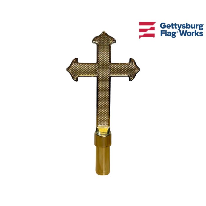 Fancy Metal Gold Cross Flagpole Finial Topper