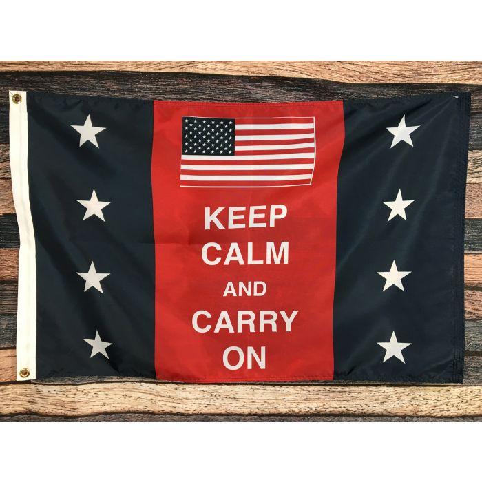 Keep Calm & Carry On Flag-2x3' Header & Grommets