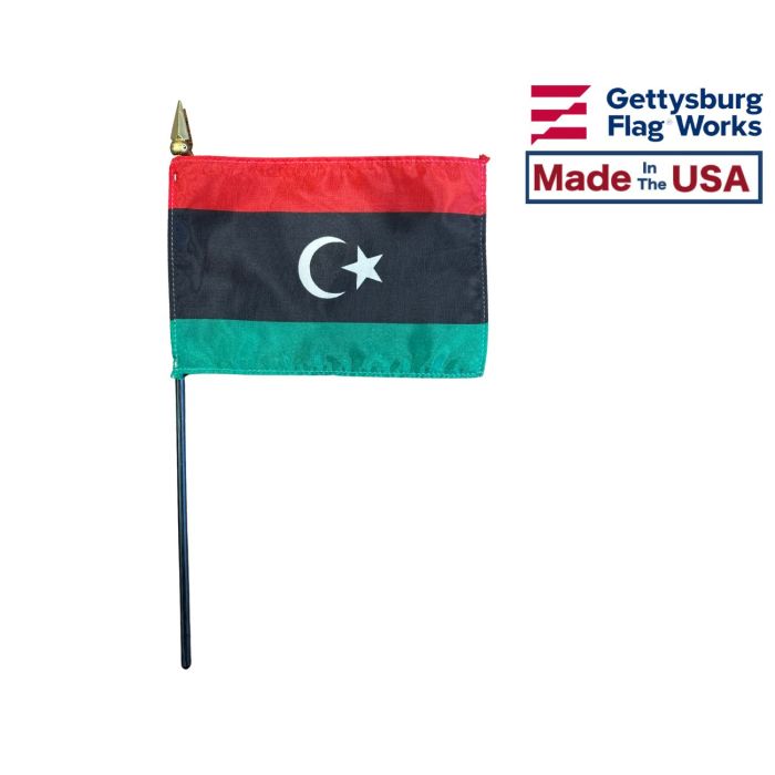 Libya Stick Flag Made in the USA by Gettysburg Flag Works