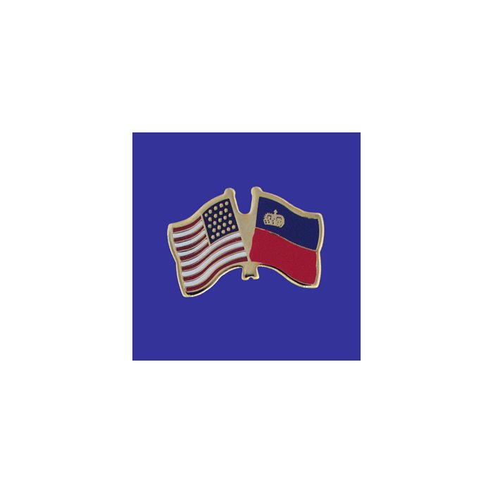Liechtenstein Lapel Pin (Double Waving Flag w/USA)
