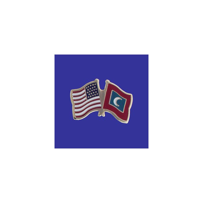 Maldives Lapel Pin (Double Waving Flag w/USA)