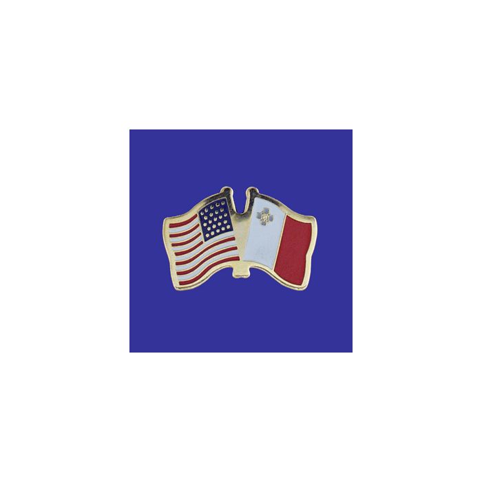 Malta Lapel Pin (Double Waving Flag w/USA)