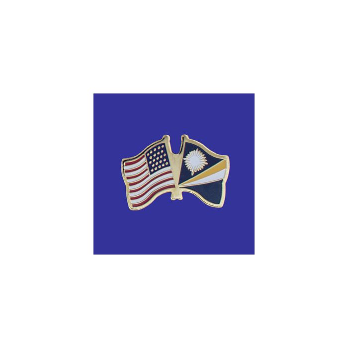 Marshall Islands Lapel Pin (Double Waving Flag w/USA)