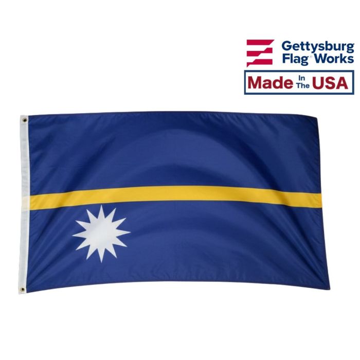Nauru Flag Made in the USA by Gettysburg Flag Works