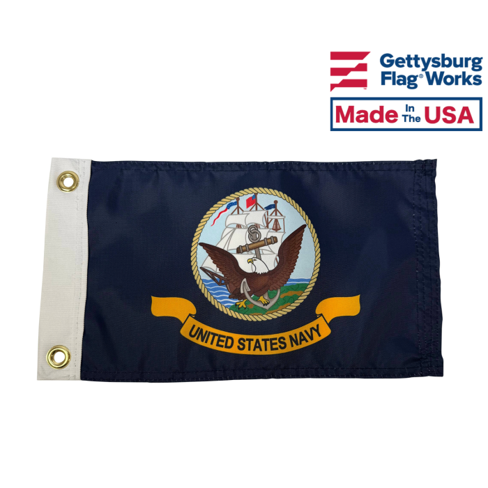 8x12" Navy Boat Flag, Double Sided