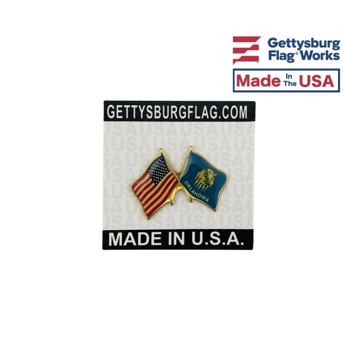 Oklahoma State Flag Lapel Pin (Double Waving Flag w/USA)
