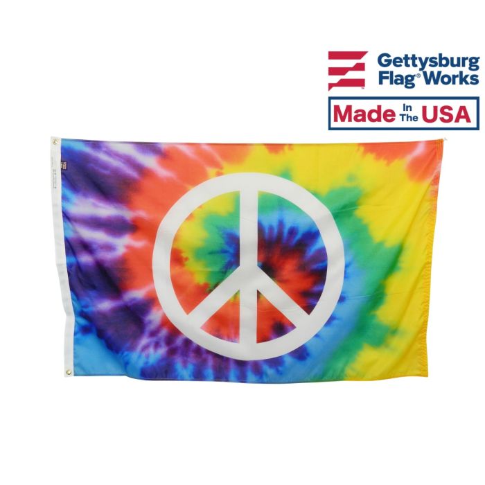 Tie Dye Peace Flag Made in USA by Gettysburg Flag Works
