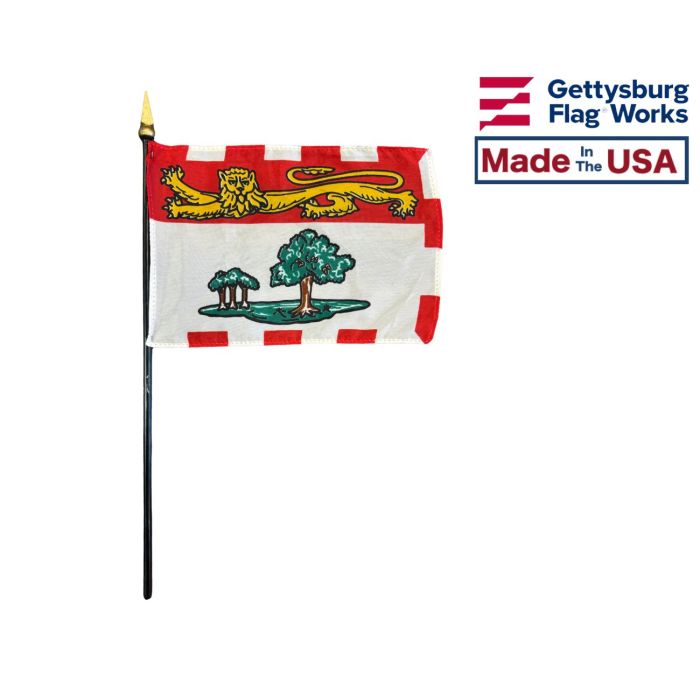Prince Edward Island (Canada) Stick Flag Made in the USA by Gettysburg Flag Works