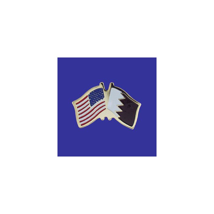 Qatar Lapel Pin (Double Waving Flag w/USA)