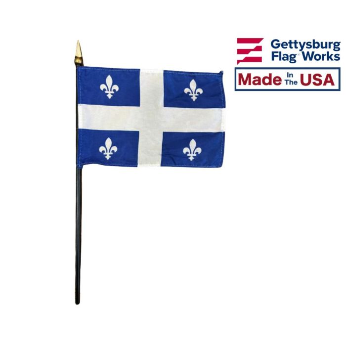 Quebec Stick Flag Made in the USA by Gettysburg Flag Works