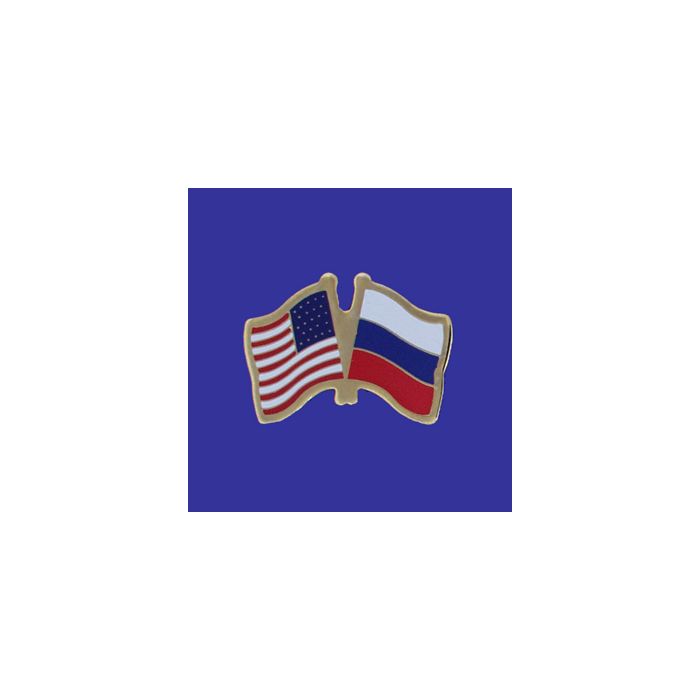 Russian Federation Lapel Pin (Double Waving Flag w/USA)