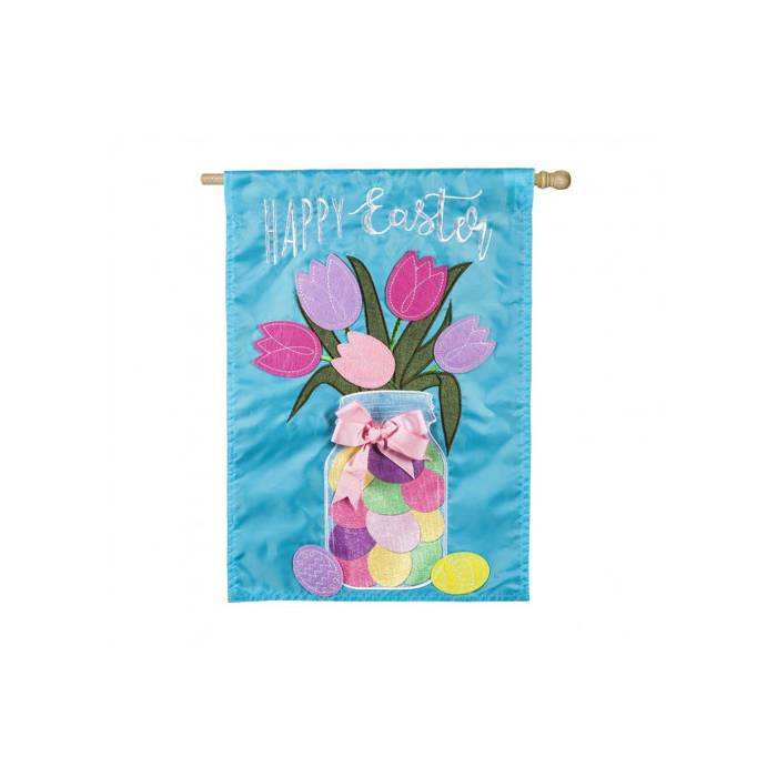 Easter Mason Jar House Applique Flag