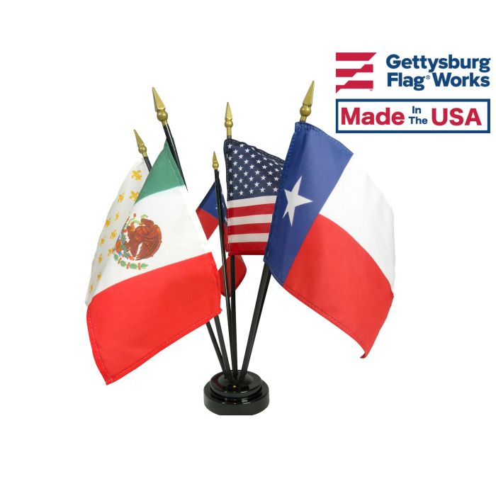 Six Flags Over Texas Historical American Flag Set - 4x6"