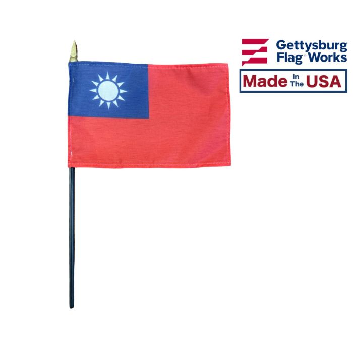 Taiwan Stick Flag Made in the USA by Gettysburg Flag Works