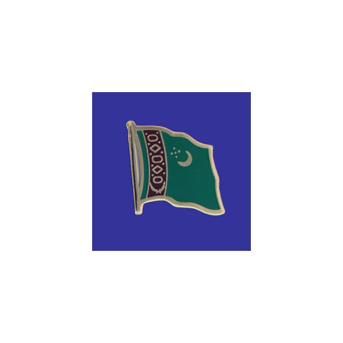 Turkmenistan Lapel Pin (Single Waving Flag)