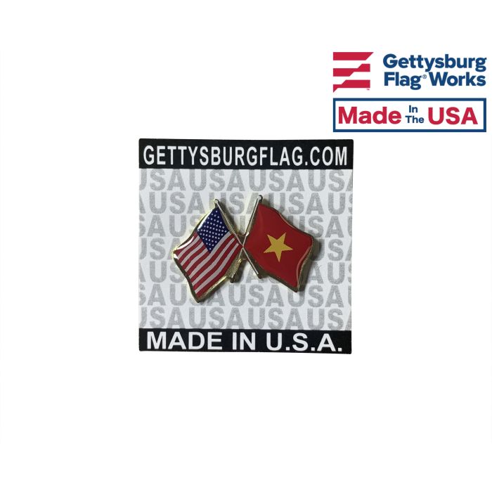 Vietnam Lapel Pin (Double Waving Flag w/USA)