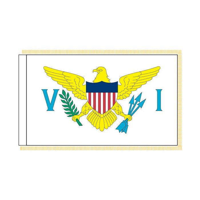 US Virgin Islands Flag, Nylon, Pole Sleeve & Fringe - 3x5'