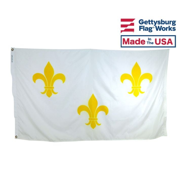France Fleur-de-lis Flag - 3 Fleur White Background