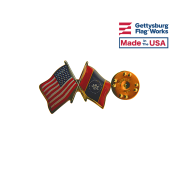 Mississippi State Flag Lapel Pin (Double Waving Flag w/USA)
