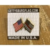 THIN RED LINE LAPEL PIN (DOUBLE WAVING WITH USA)