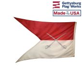 Cavalry Guidon Flag (Red/White Crossed Swords) - 3x5'