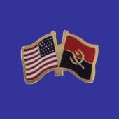 Angola Lapel Pin (Double Waving Flag w/USA)