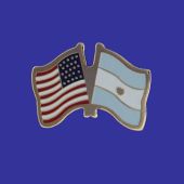 Argentina (seal design) Lapel Pin (Double Waving Flag w/USA)