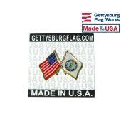 Army Nation Guard Flag Lapel Pin (Double Waving Flag w/USA)