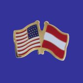 Austria Lapel Pin (Double Waving Flag w/USA)