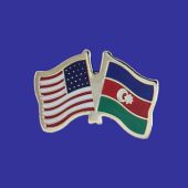 Azerbaijan Lapel Pin (Double Waving Flag w/USA)