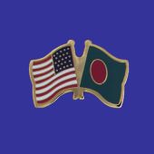 Bangladesh Lapel Pin (Double Waving Flag w/USA)