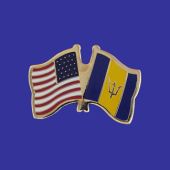 Barbados Lapel Pin (Double Waving Flag w/USA)