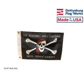 The Beatings Will Continue Until Morale Improves Pirate Flag - Black