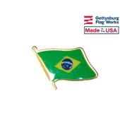 Brazil Lapel Pin (Single Waving Flag)