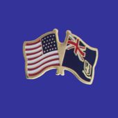 British Virgin Islands Lapel Pin (Double Waving Flag w/USA)