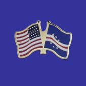 Cape Verde Lapel Pin (Double Waving Flag w/USA)