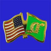 Comoros Lapel Pin (Double Waving Flag w/USA)