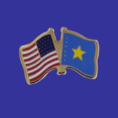 Congo Democratic Republic Lapel Pin (Double Waving Flag w/USA)