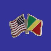 Congo Republic Lapel Pin (Double Waving Flag w/USA)