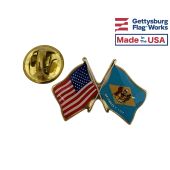 Delaware State Flag Lapel Pin (Double Waving Flag w/USA) (Imported - Close Out)