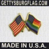 New Glory Rainbow Flags Crossed  Lapel Pin
