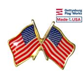 US (double) Lapel Pin (Double Waving Flag w/USA)