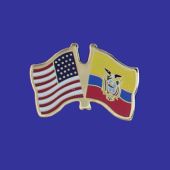 Ecuador (seal design) Lapel Pin (Double Waving Flag w/USA)