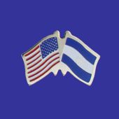 El Salvador Lapel Pin (Double Waving Flag w/USA)