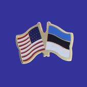 Estonia Lapel Pin (Double Waving Flag w/USA)